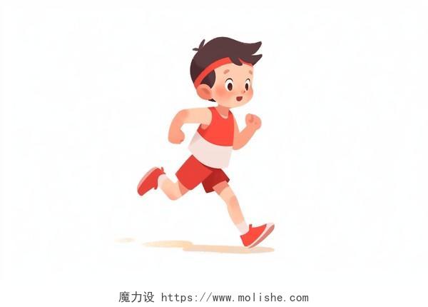 儿童运动赛跑卡通AI插画